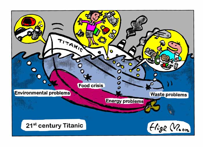 Küldd el ezt a képet egy E-card-ban! 21. századi Titanic: környezeti-, élelem-, energia- és szemét-válság.