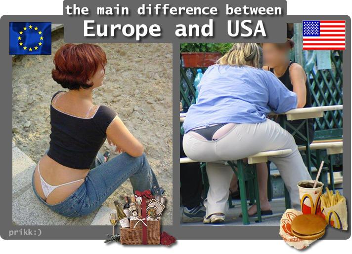 Küldd el ezt a képet egy E-card-ban! EU versus USA. A 90-es évtizedben az USA lakóinak testsúlya átlagosan 5 kg-mal nõtt.
